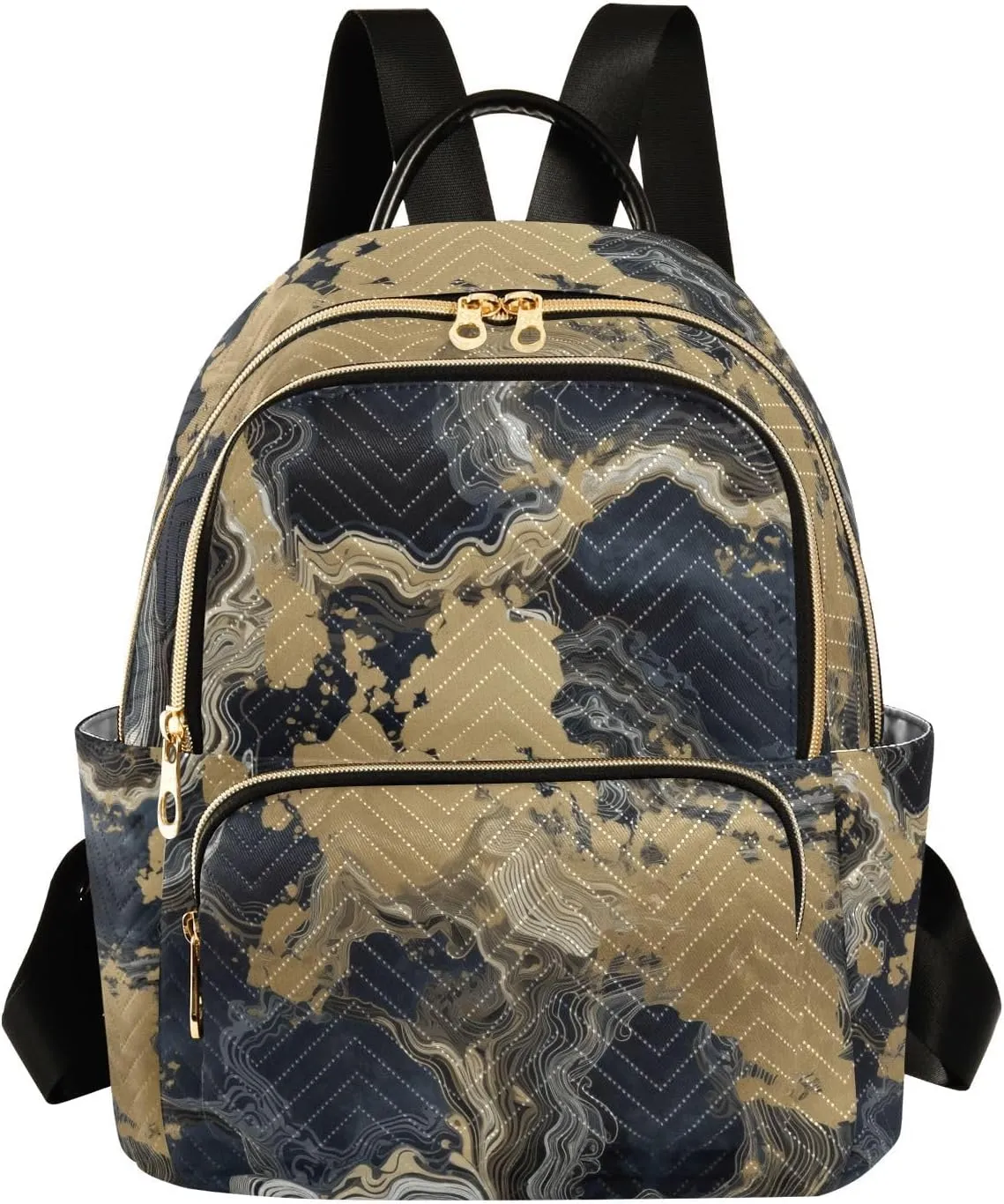 GAIGEO Black Bronzing Texture Scene Women Fashion Backpacks, Backpack Purse Medium Size, Casual Daypack for Women, M