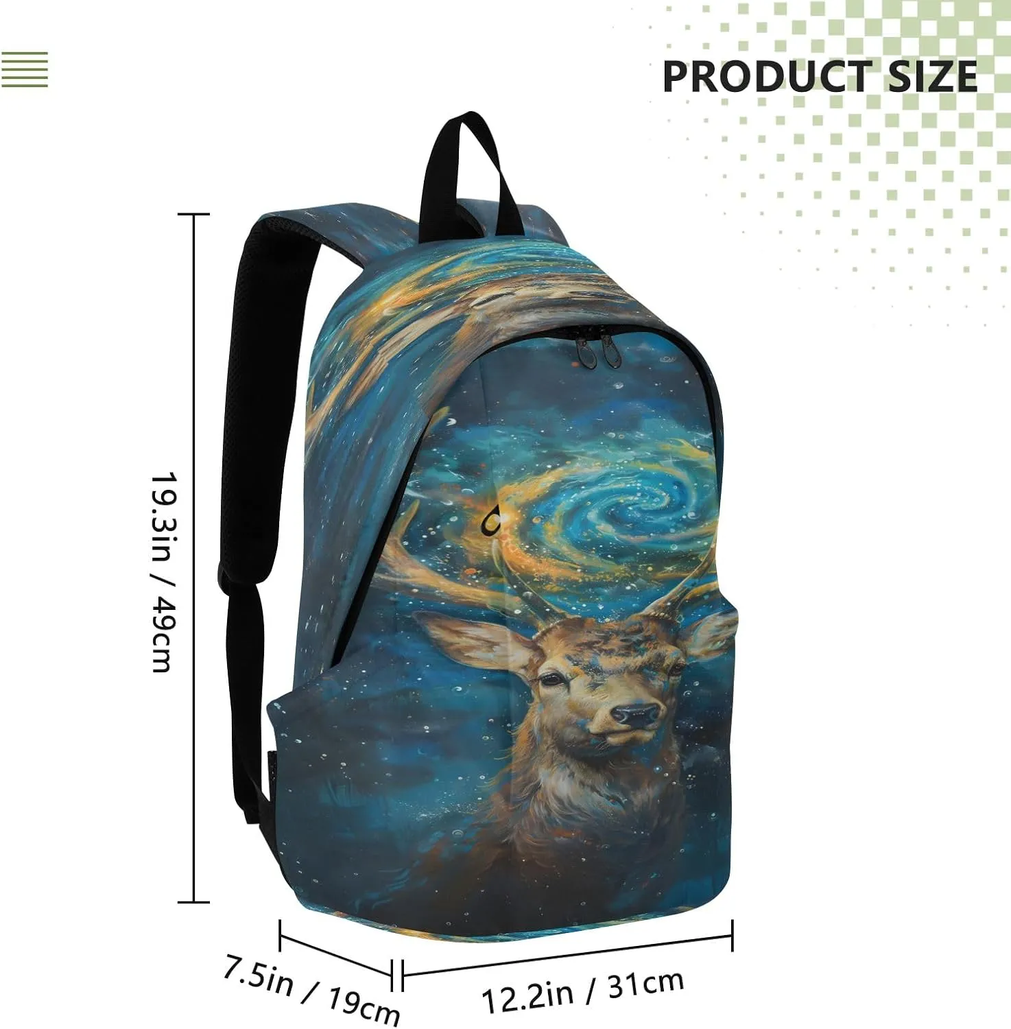 Galaxy Deer Oil Painting Travel Backpack for Women Men Laptop Backpack College Bookbag Large Capacity Computer Backpacks for Work Travel