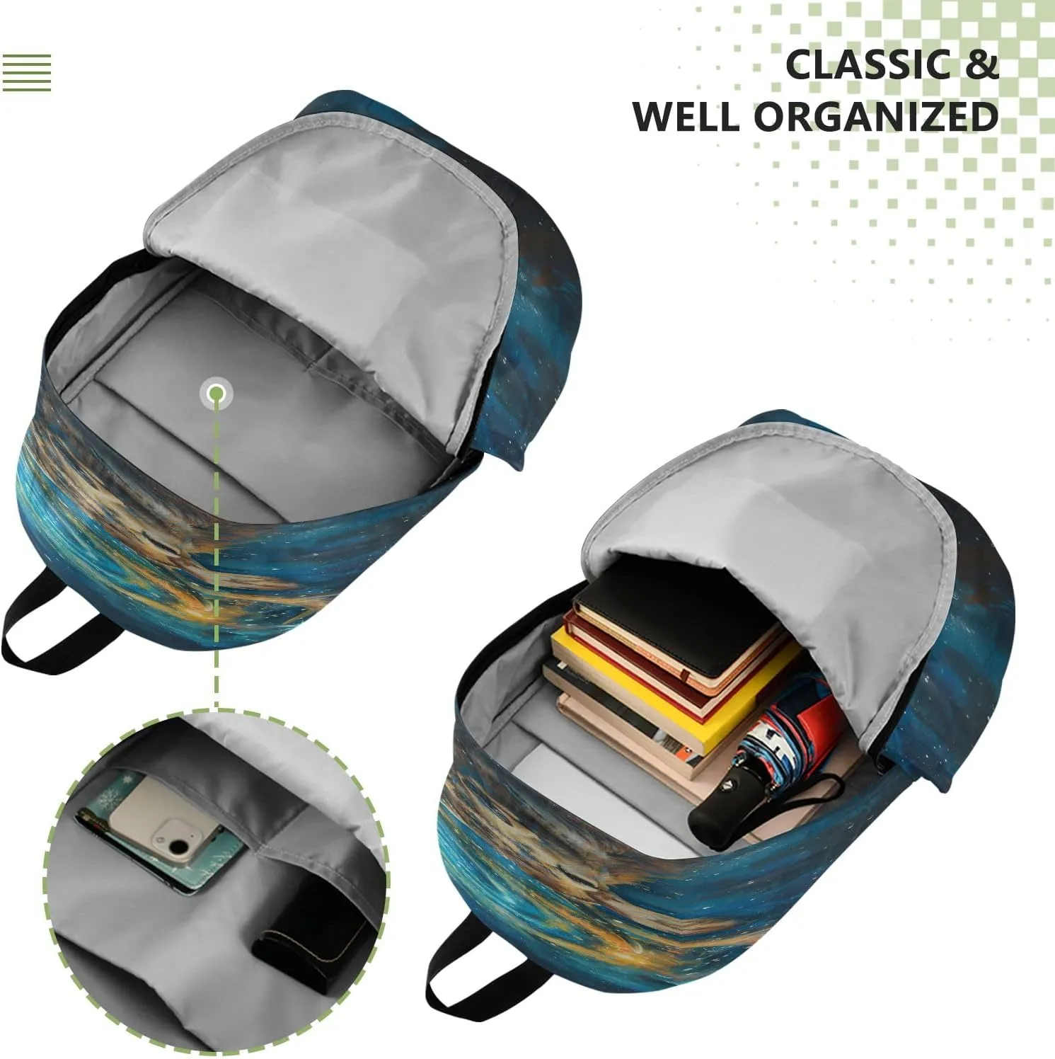 Galaxy Deer Oil Painting Travel Backpack for Women Men Laptop Backpack College Bookbag Large Capacity Computer Backpacks for Work Travel
