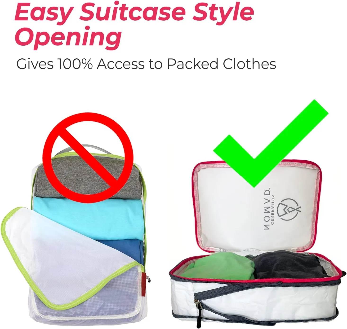 Generation Nomad Compression Packing Cubes for Travel | Best Compression Packing Cubes | Set of 2 GREEN