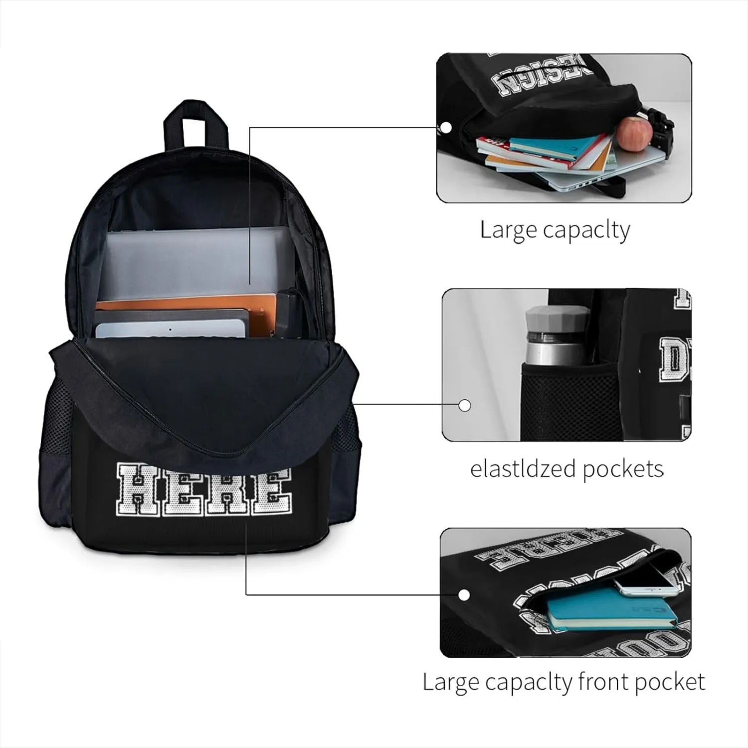 Generic Custom Backpack Large-capacity Casual Laptop Backpack Design Text Photo Logo Personalized Travel Backpack, Medium