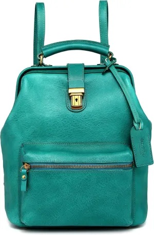 Genuine Leather Backpack Purse for Women Casual Daypack Small Business Casual Fashion Backpack for Women (Aqua)