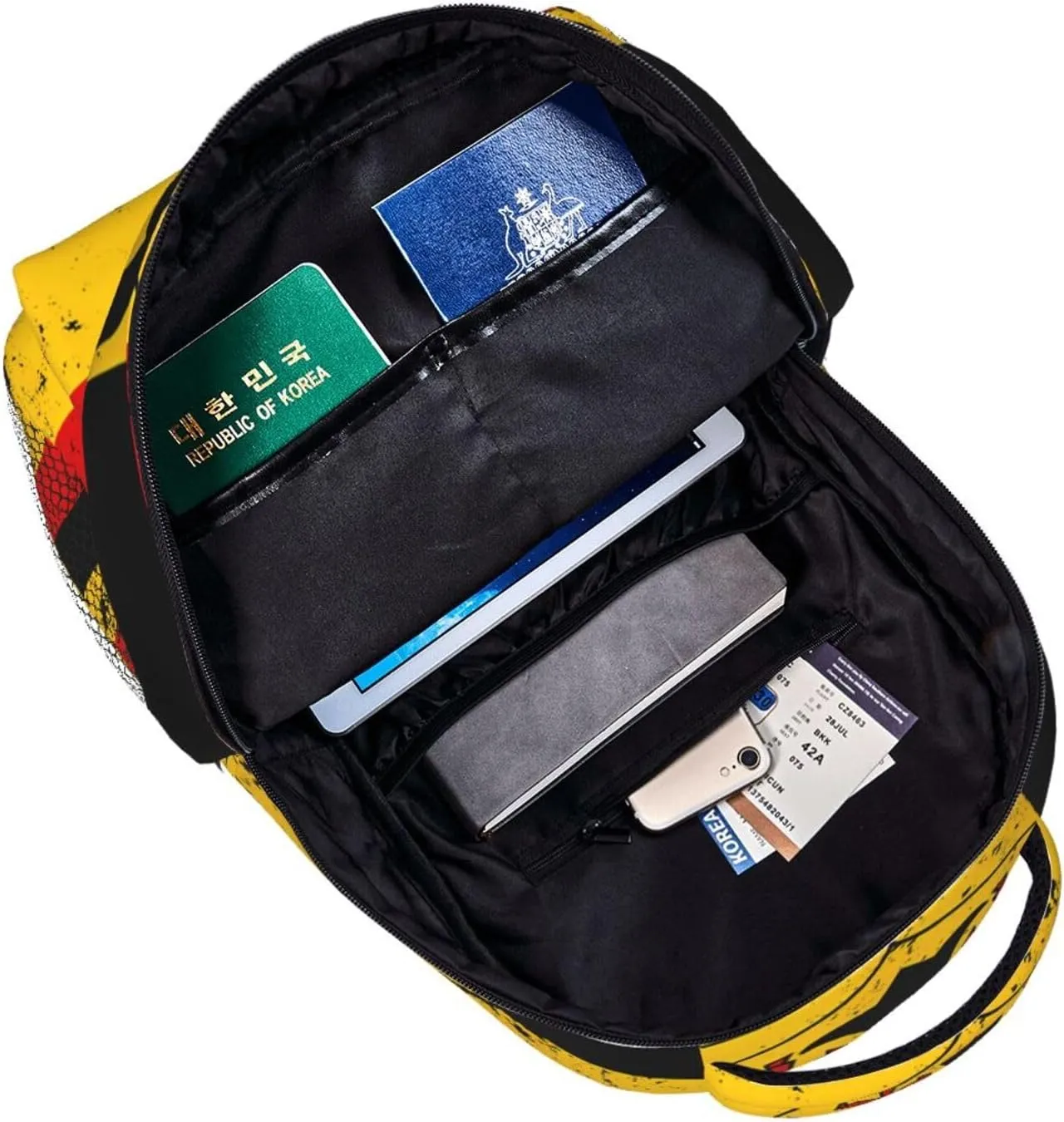 Germany Coat Of Arms German Flag Casual Backpack Travel Pack Bag Laptop Backpacks With Side Pockets Front Zipper Pockets Bookpack Daypack Picnic Rucksack Computer Bag