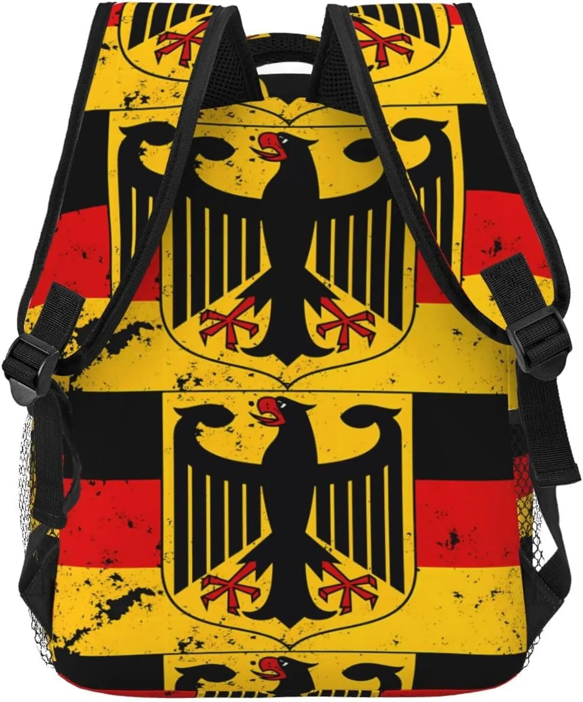 Germany Coat Of Arms German Flag Casual Backpack Travel Pack Bag Laptop Backpacks With Side Pockets Front Zipper Pockets Bookpack Daypack Picnic Rucksack Computer Bag