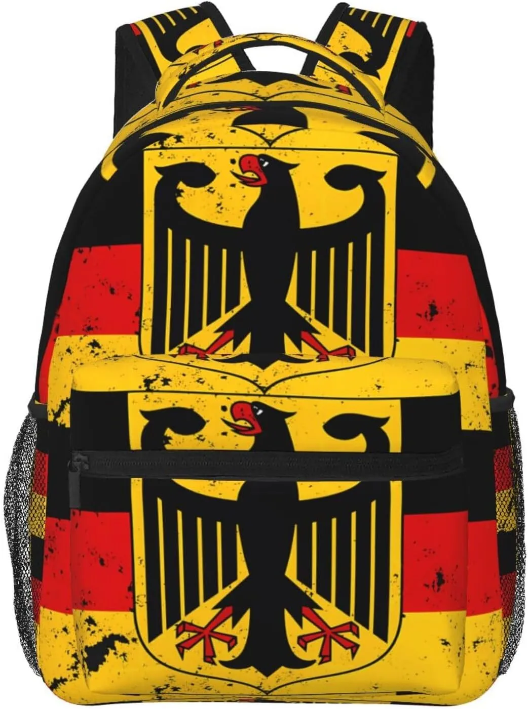 Germany Coat Of Arms German Flag Casual Backpack Travel Pack Bag Laptop Backpacks With Side Pockets Front Zipper Pockets Bookpack Daypack Picnic Rucksack Computer Bag