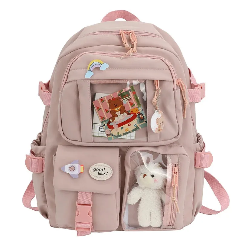 Girl bag Backpacks Cute Waterproof Multi-Pocket Nylon School Backpack for Student Female Girls Kawaii Laptop Book Pack Mochilas