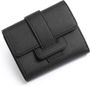 GOIACII Small Women's Wallet Rfid Blocking Ladies Card Holder Compact Mini Purse Leather Black
