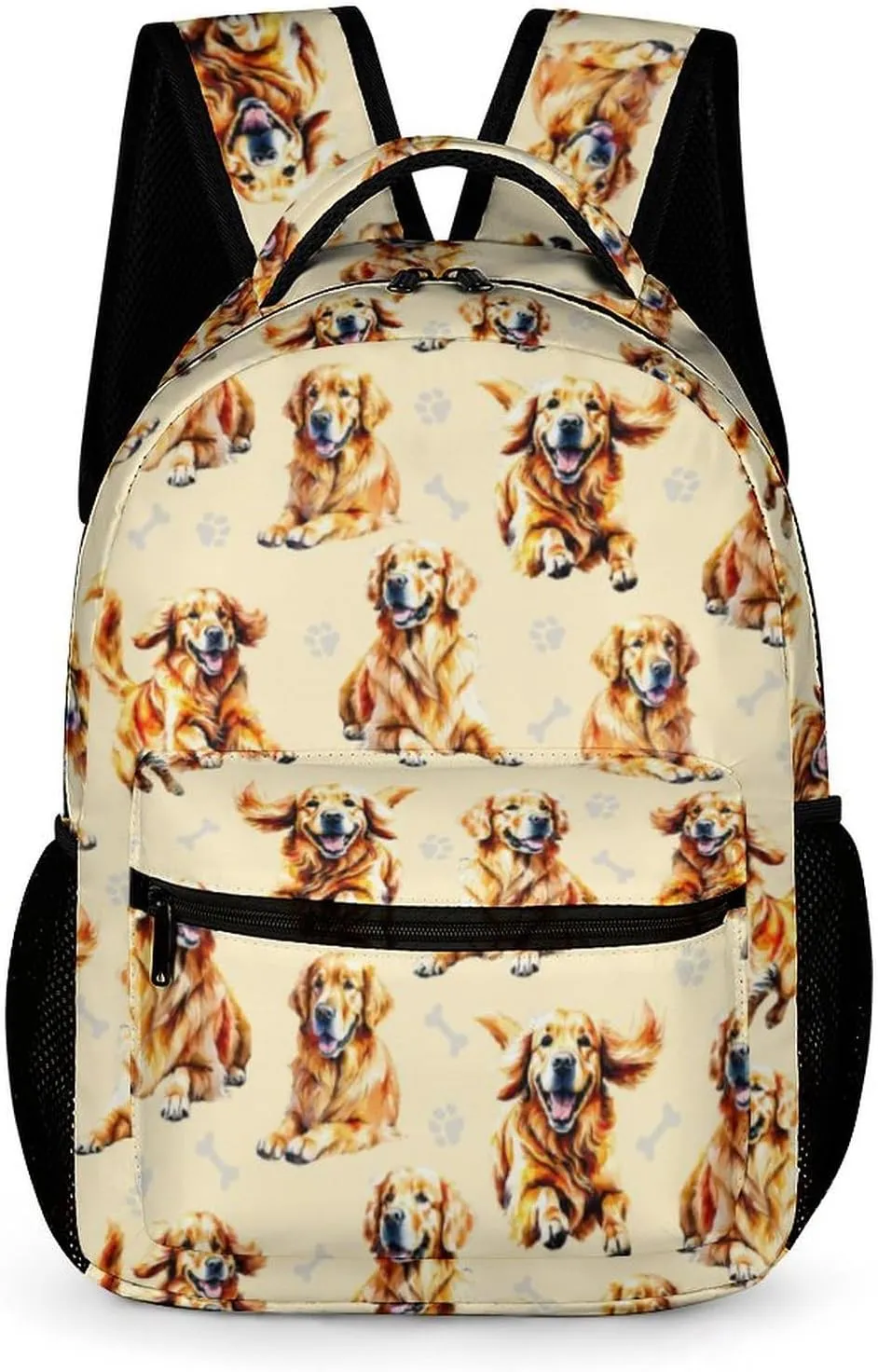 Golden Retriever Backpack for Kids Girls Boys School, 16 Inches Cute Dog Theme Bookbag, Adjustable, Lightweight, Large Capacity, Colorful Daily Casual Backpacks