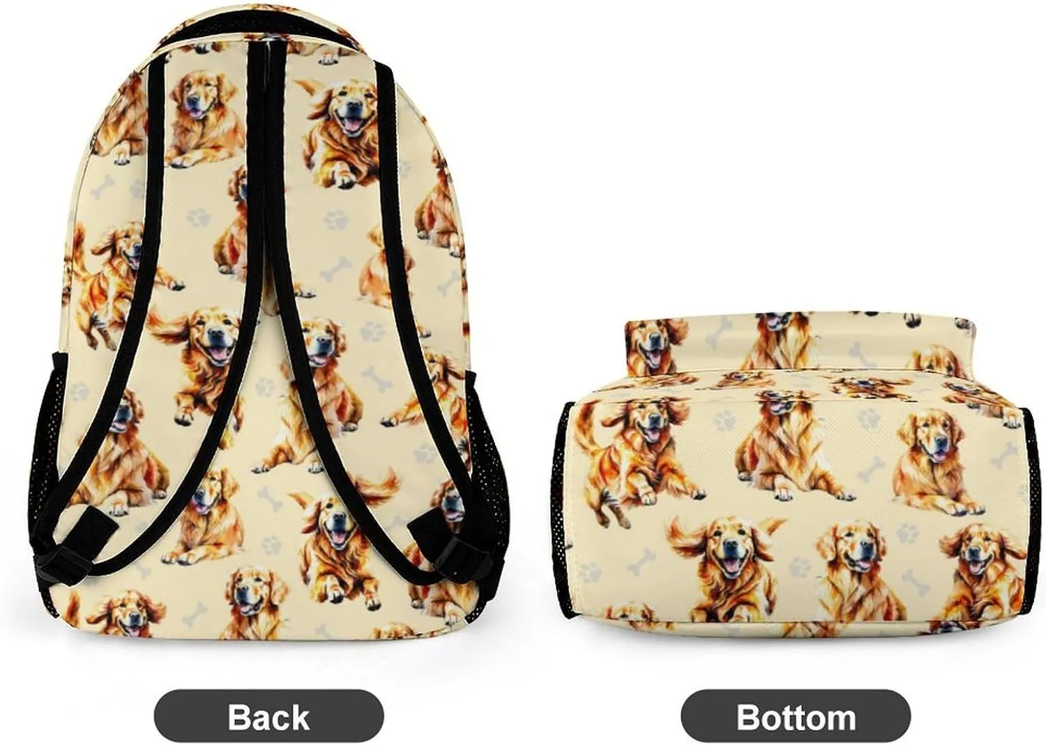 Golden Retriever Backpack for Kids Girls Boys School, 16 Inches Cute Dog Theme Bookbag, Adjustable, Lightweight, Large Capacity, Colorful Daily Casual Backpacks