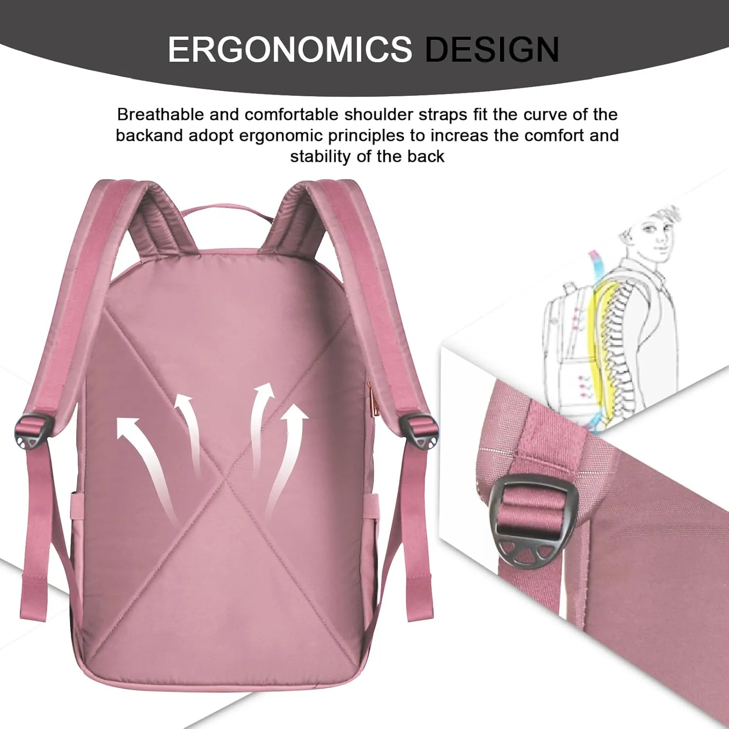 Goloni 15.6 Inch Laptop Backpack School bag for Women Girl Work Bag, Cute Womens Travel Backpack Purse, Waterproof Backpacks Nurse Stylish Travel Bags Casual Daypacks for College, Business