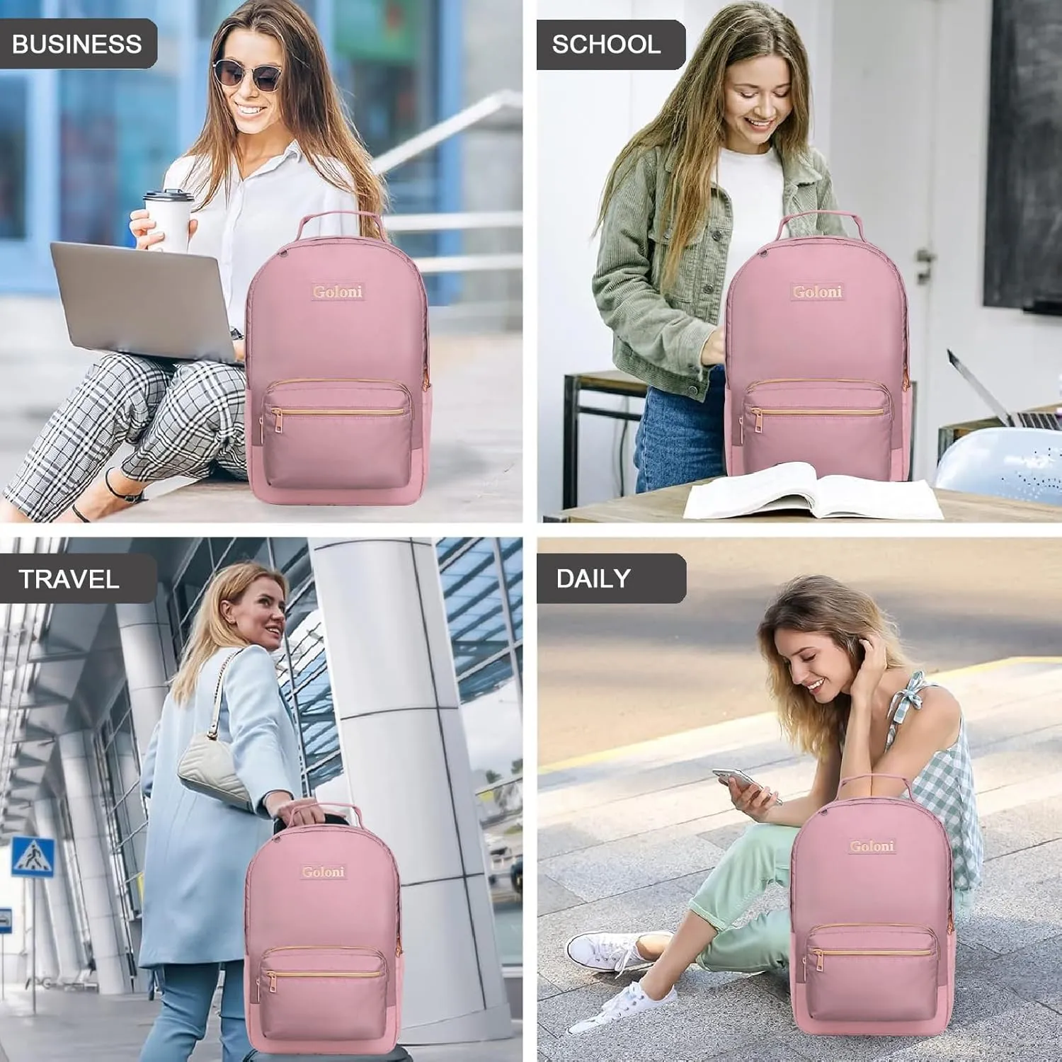 Goloni 15.6 Inch Laptop Backpack School bag for Women Girl Work Bag, Cute Womens Travel Backpack Purse, Waterproof Backpacks Nurse Stylish Travel Bags Casual Daypacks for College, Business
