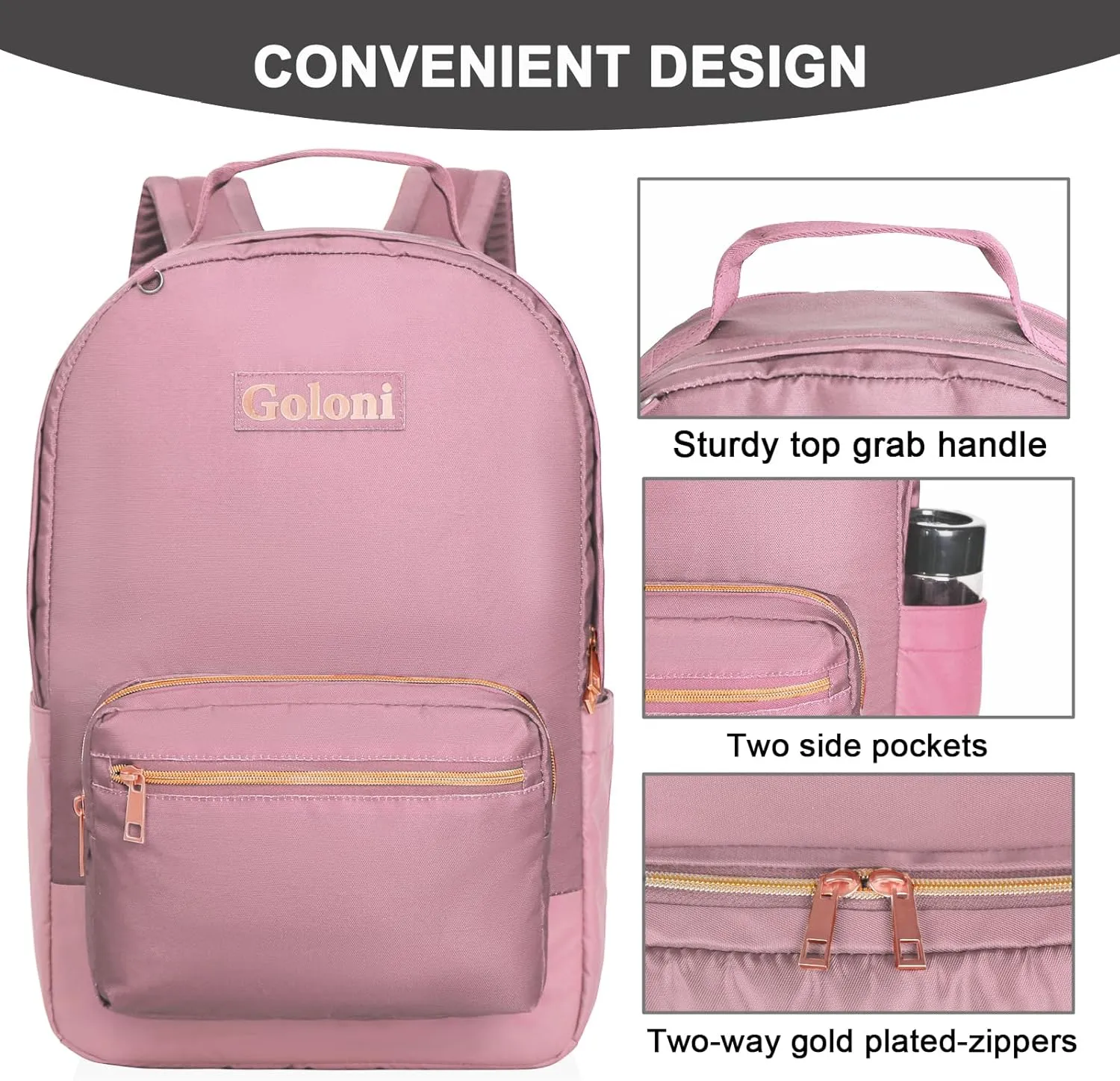 Goloni 15.6 Inch Laptop Backpack School bag for Women Girl Work Bag, Cute Womens Travel Backpack Purse, Waterproof Backpacks Nurse Stylish Travel Bags Casual Daypacks for College, Business