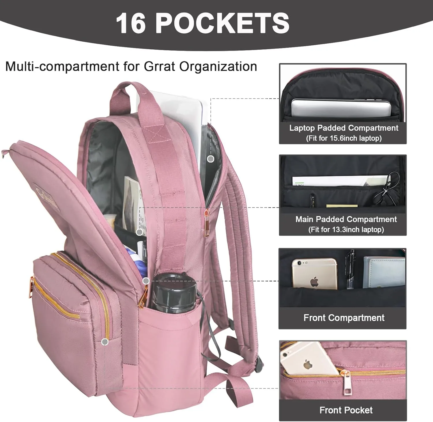 Goloni 15.6 Inch Laptop Backpack School bag for Women Girl Work Bag, Cute Womens Travel Backpack Purse, Waterproof Backpacks Nurse Stylish Travel Bags Casual Daypacks for College, Business
