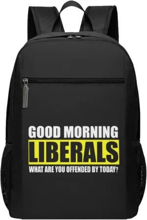 Good Morning Liberals Travel Laptop Backpack, Business Anti Theft Slim Sturdy Laptops Backpacks, College Computer Bag Gift for Men & Women Fits 17 Inch Notebook,Black