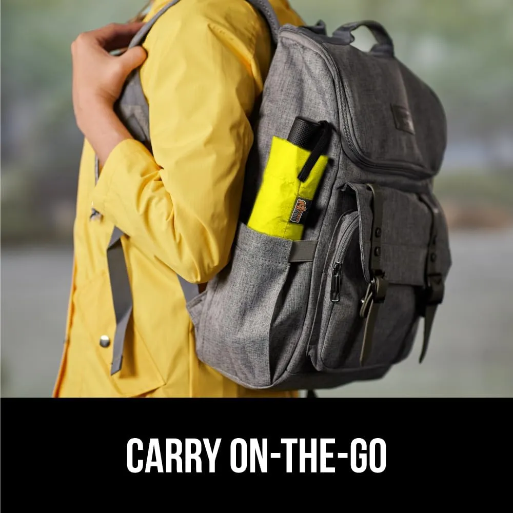GORILLA GRIP Windproof Compact Stick Umbrella for Rain, One-Click Automatic Open and Close, Strong Reinforced Fiberglass Ribs, Easily Collapsible, Lightweight Portable Umbrellas for Travel, Yellow