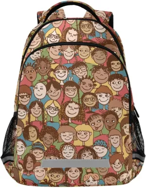 Graffiti Diverse Cultural Kids School Backpack For Kids Boys Girls Children,Lightweight Laptop Backpack with Chest Strap & Reflective Strips,13.5L Water-Resistant Student Teenagers Bookbags Travel Ba