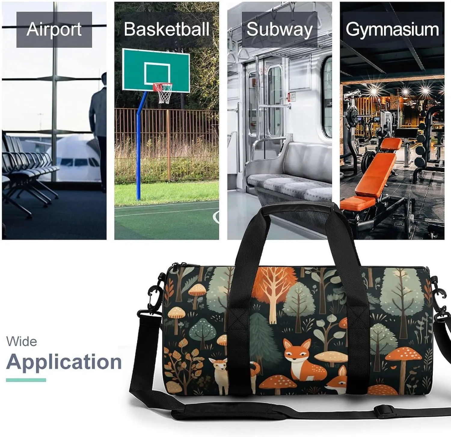 Gym Bag Animals And Woodland Duffel Bag for Men Women Overnight Bag with Shoe Compartment Workout Bags