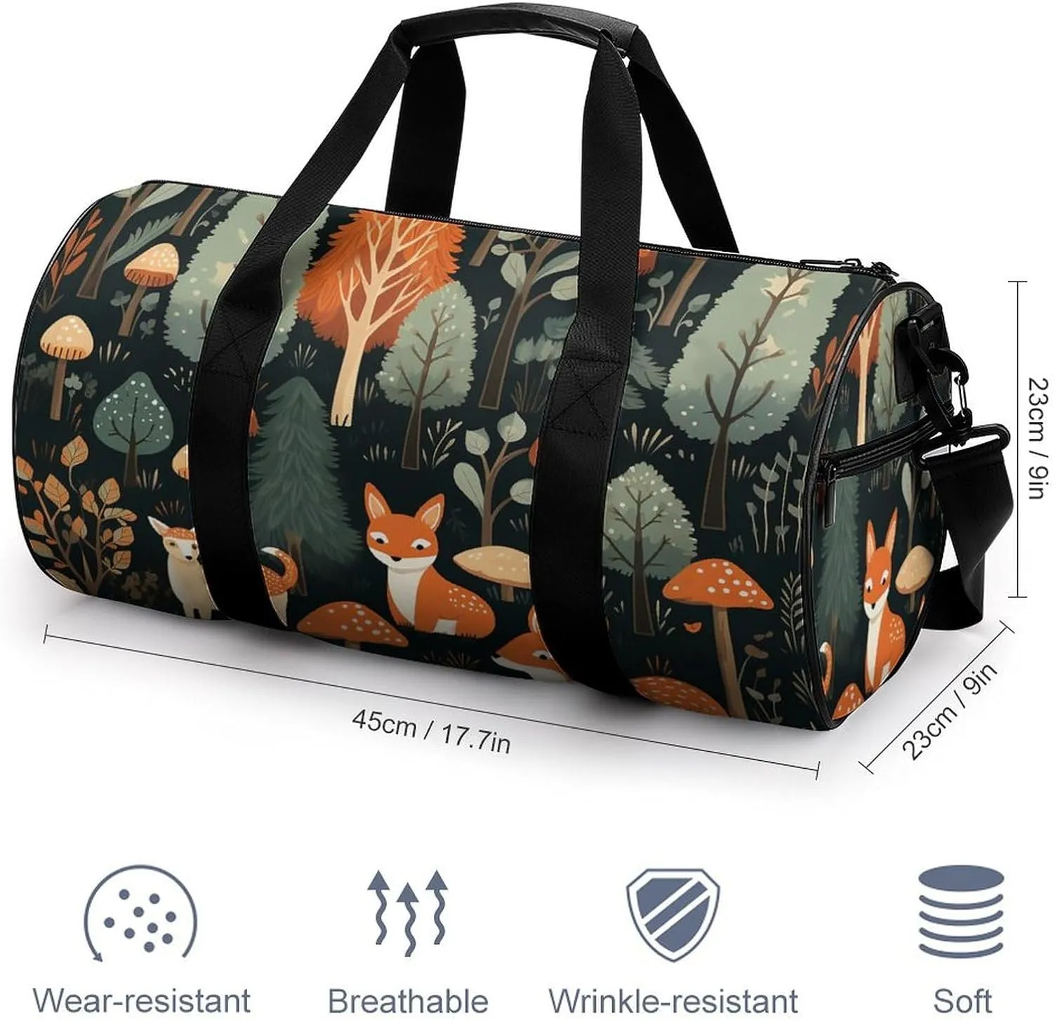 Gym Bag Animals And Woodland Duffel Bag for Men Women Overnight Bag with Shoe Compartment Workout Bags