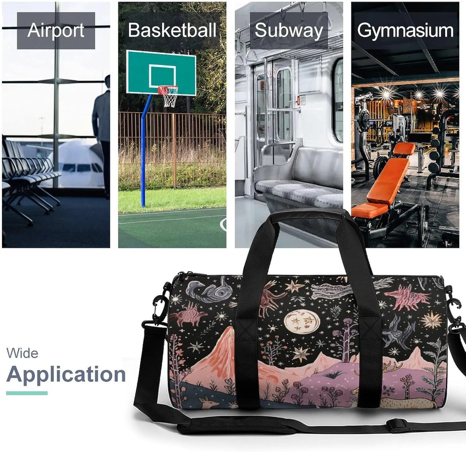 Gym Bag Animals On The Field Duffel Bag for Men Women Overnight Bag with Shoe Compartment Workout Bags