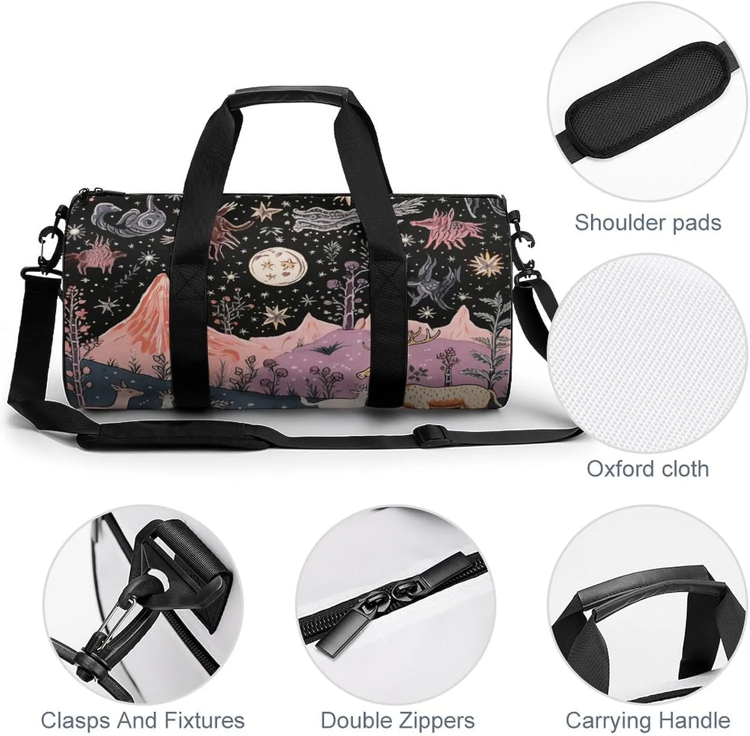 Gym Bag Animals On The Field Duffel Bag for Men Women Overnight Bag with Shoe Compartment Workout Bags