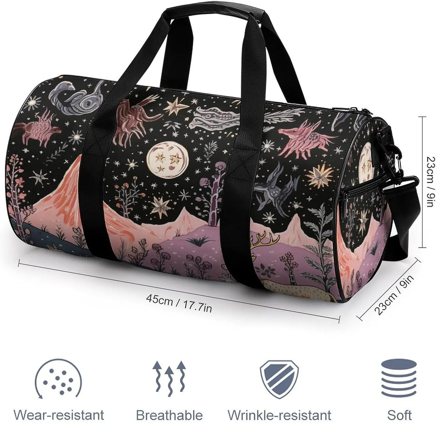 Gym Bag Animals On The Field Duffel Bag for Men Women Overnight Bag with Shoe Compartment Workout Bags