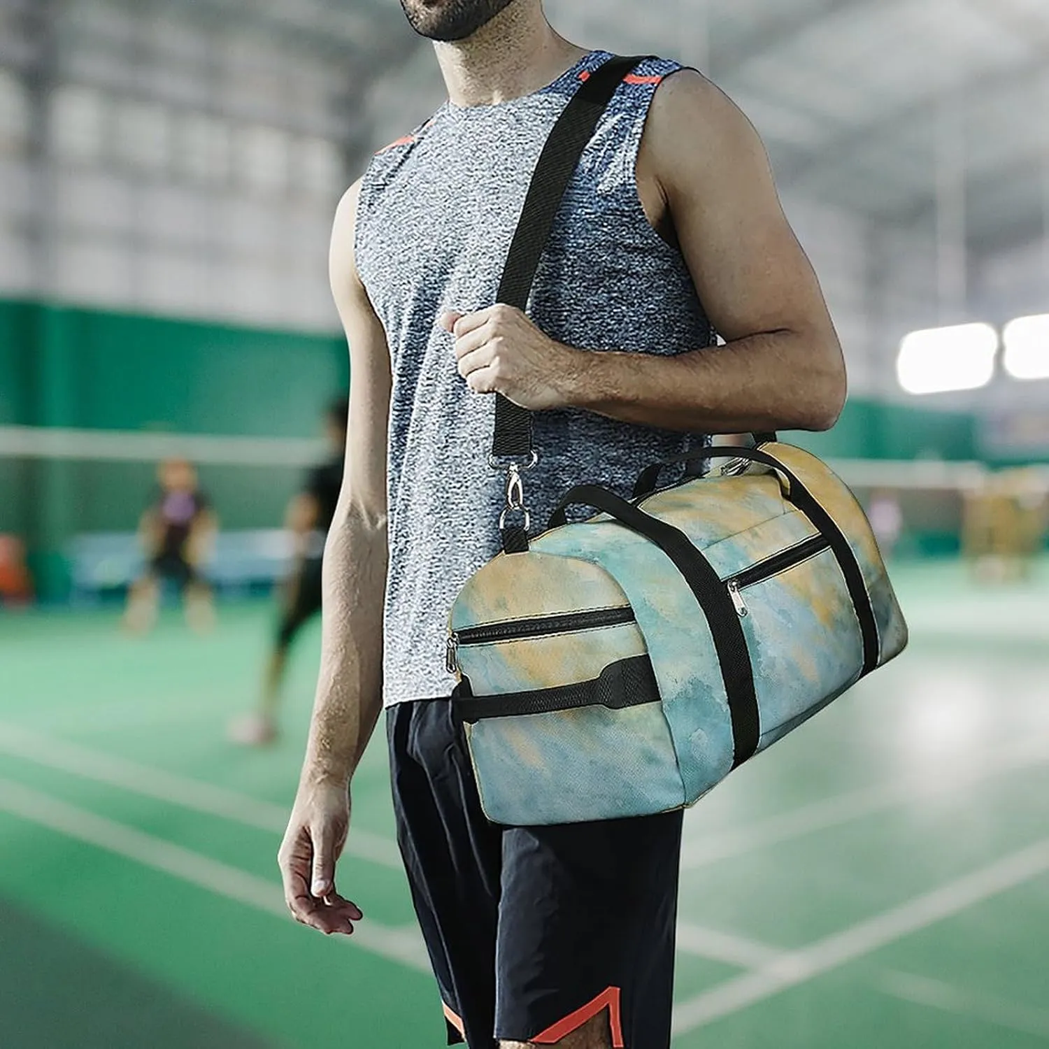 Gym Bag Beautiful Sand Texture Duffel Bag for Men Women Overnight Bag with Shoe Compartment Workout Bags