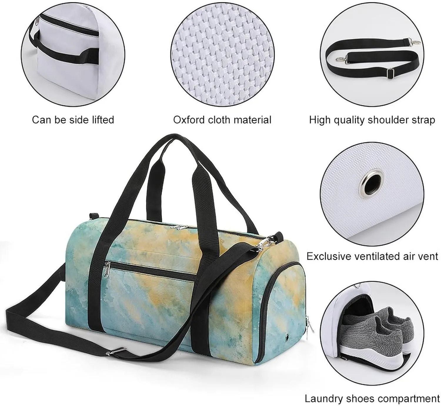 Gym Bag Beautiful Sand Texture Duffel Bag for Men Women Overnight Bag with Shoe Compartment Workout Bags