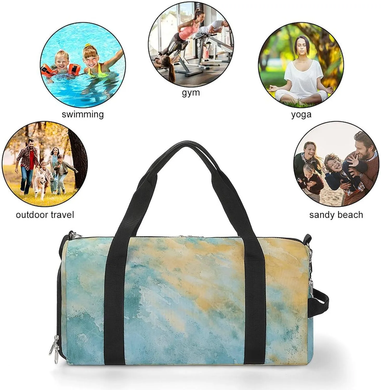 Gym Bag Beautiful Sand Texture Duffel Bag for Men Women Overnight Bag with Shoe Compartment Workout Bags