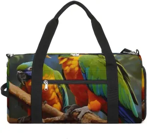 Gym Bag Bird Parrot Painting Duffel Bag for Men Women Overnight Bag with Shoe Compartment Workout Bags