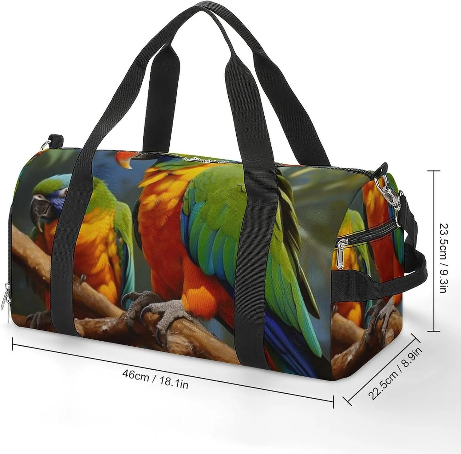 Gym Bag Bird Parrot Painting Duffel Bag for Men Women Overnight Bag with Shoe Compartment Workout Bags