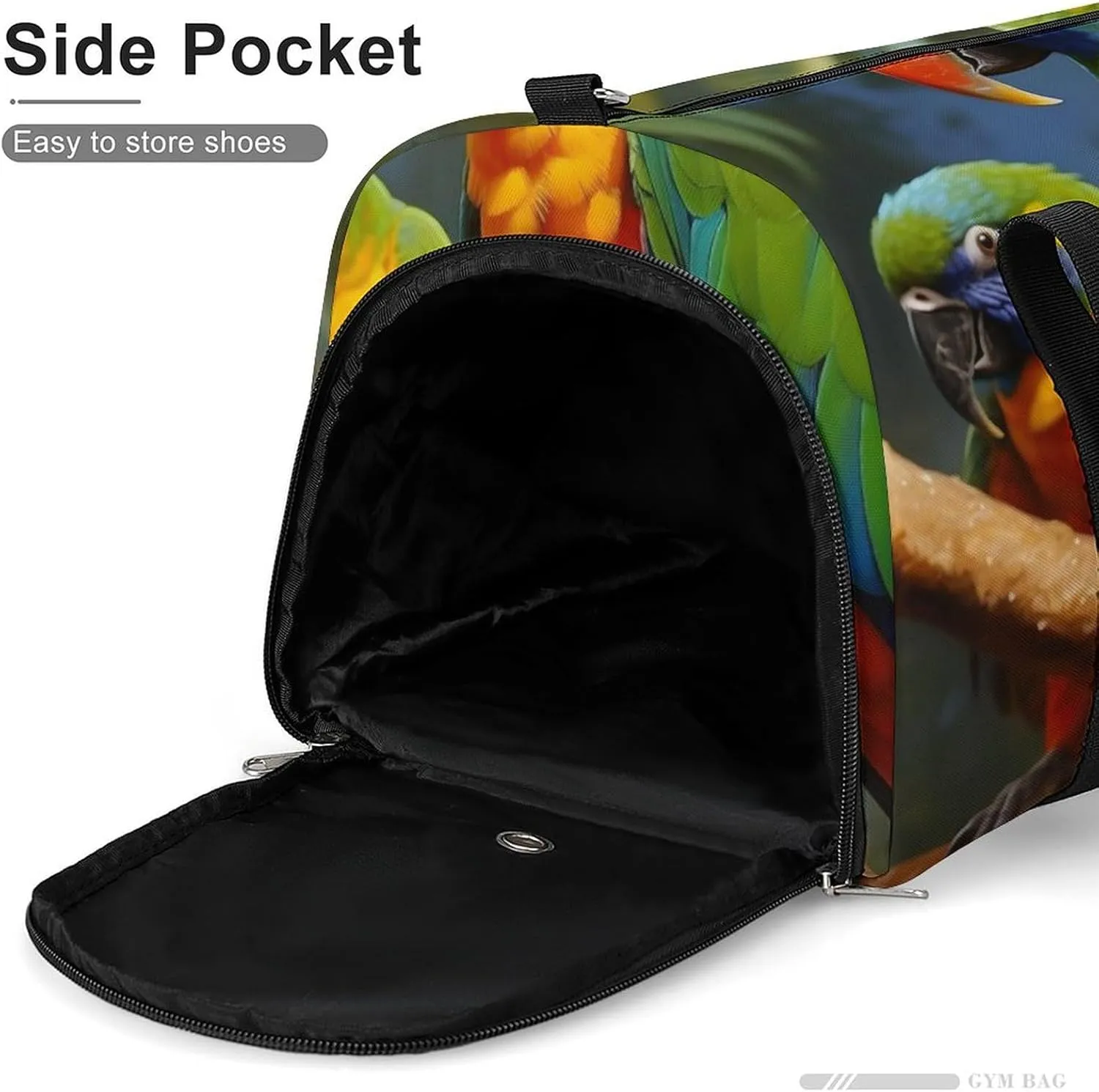 Gym Bag Bird Parrot Painting Duffel Bag for Men Women Overnight Bag with Shoe Compartment Workout Bags