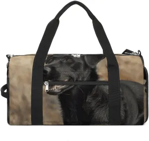 Gym Bag Black Dog in The Field Duffel Bag for Men Women Overnight Bag with Shoe Compartment Workout Bags