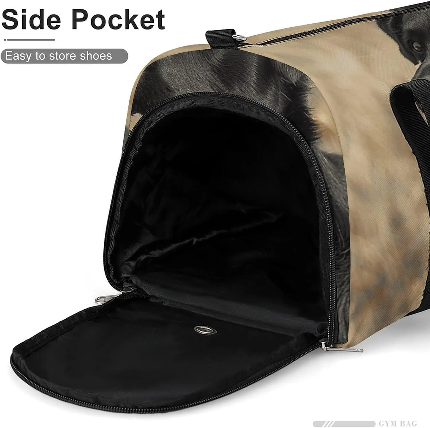 Gym Bag Black Dog in The Field Duffel Bag for Men Women Overnight Bag with Shoe Compartment Workout Bags