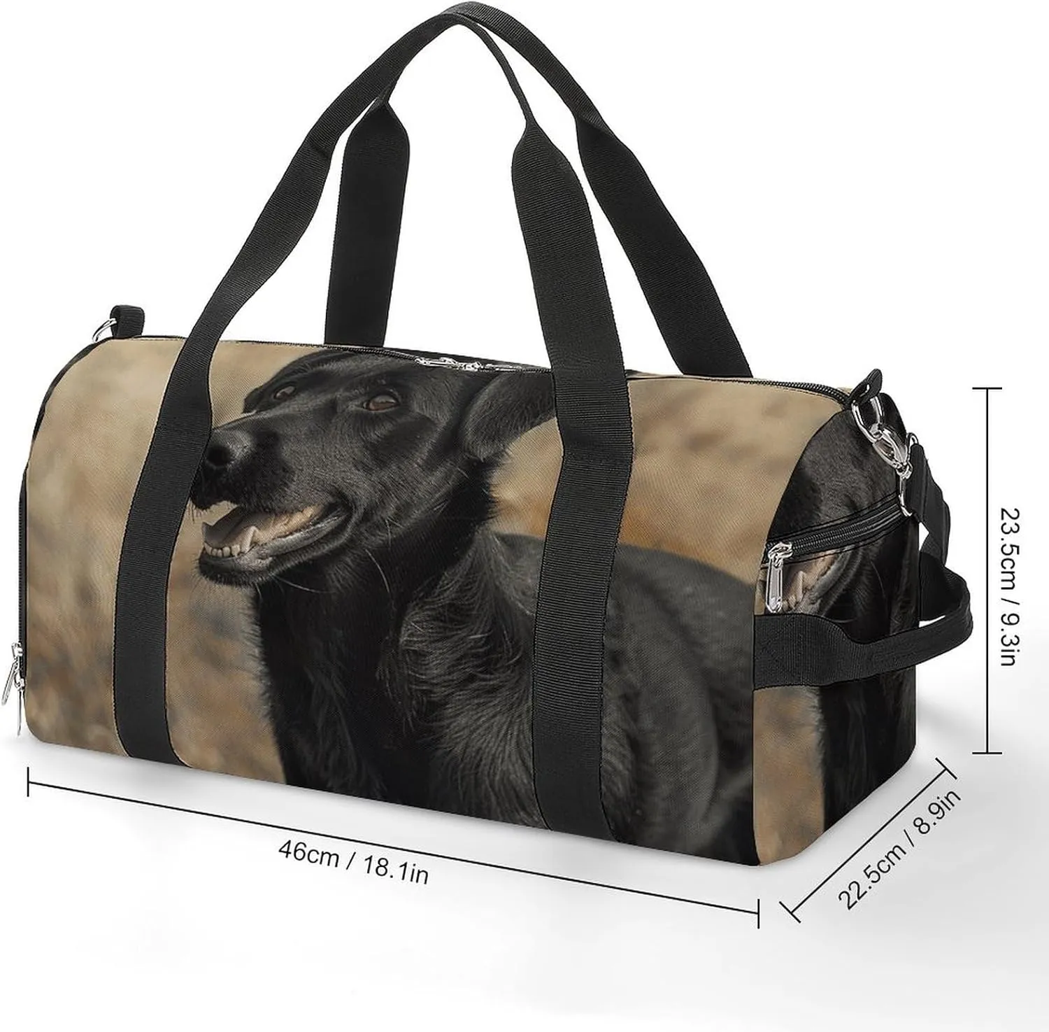 Gym Bag Black Dog in The Field Duffel Bag for Men Women Overnight Bag with Shoe Compartment Workout Bags