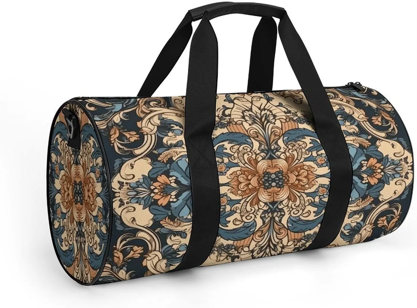 Gym Bag Blue Embroidery Art Duffel Bag for Men Women Overnight Bag with Shoe Compartment Workout Bags