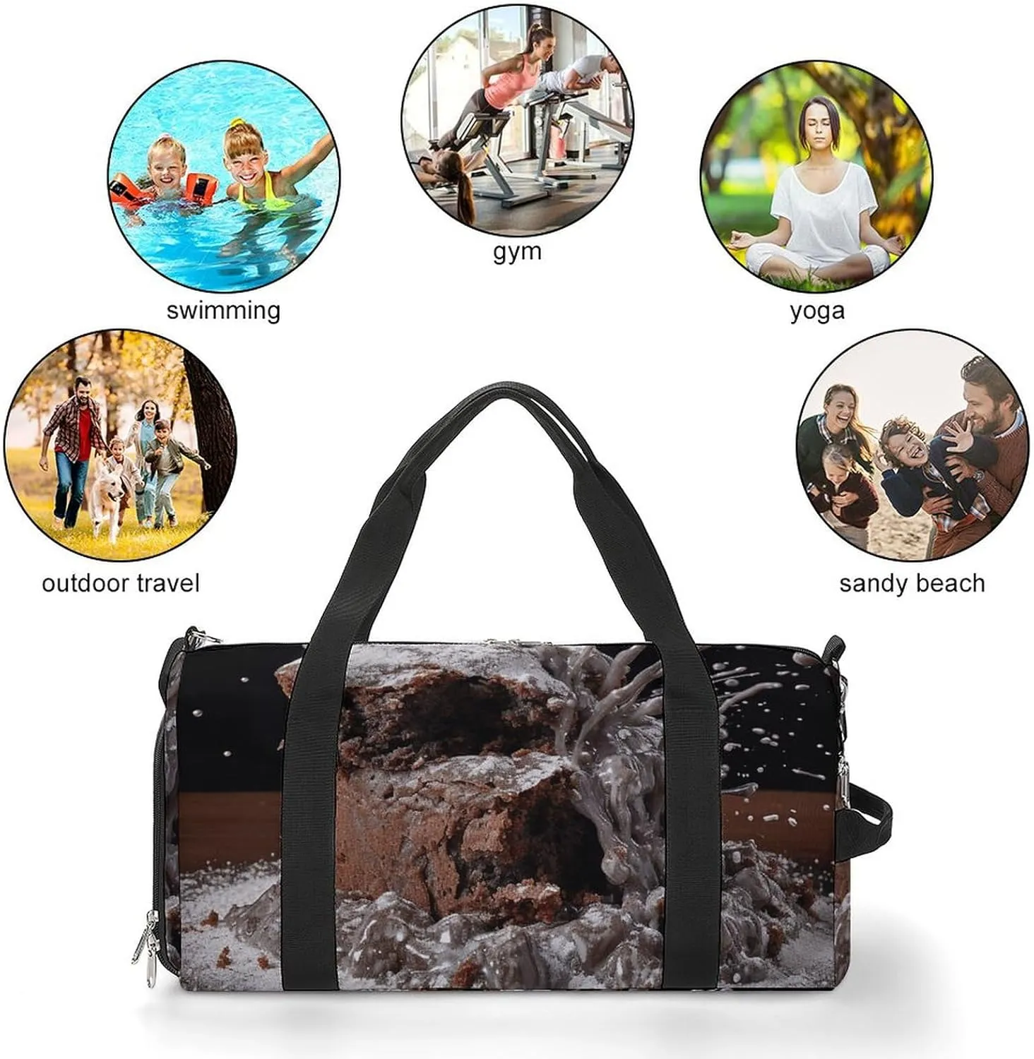 Gym Bag Cake And Sugar Powder Duffel Bag for Men Women Overnight Bag with Shoe Compartment Workout Bags