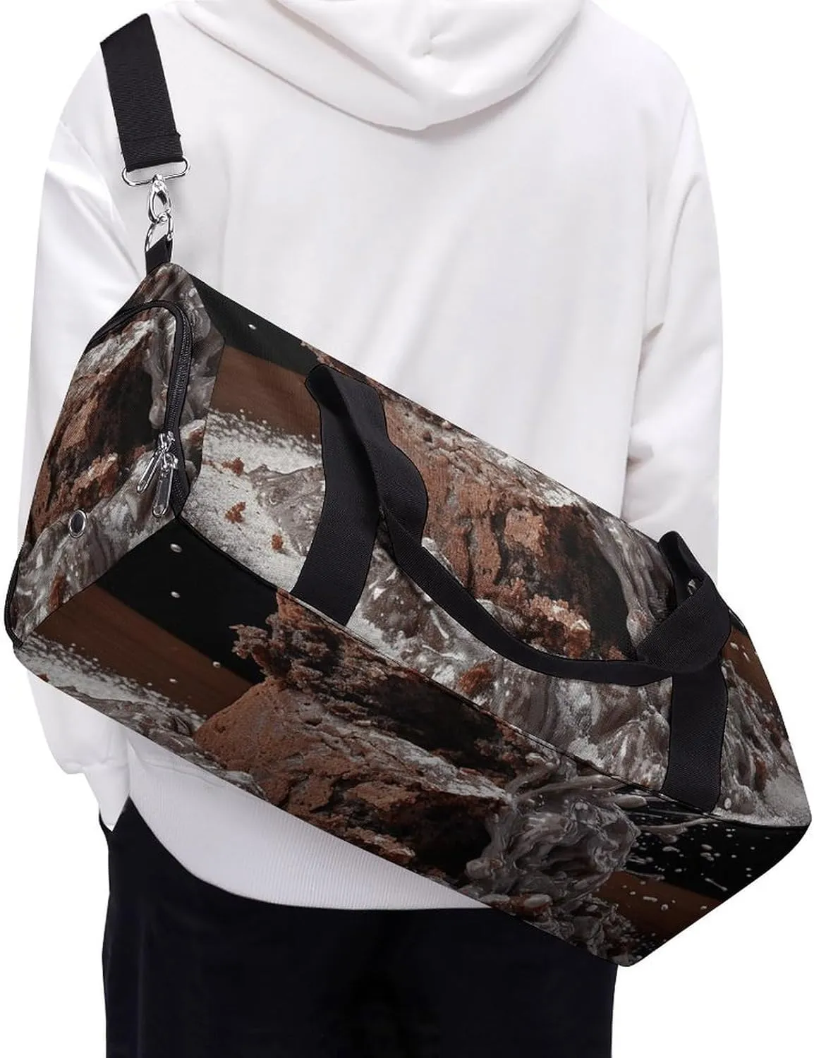 Gym Bag Cake And Sugar Powder Duffel Bag for Men Women Overnight Bag with Shoe Compartment Workout Bags