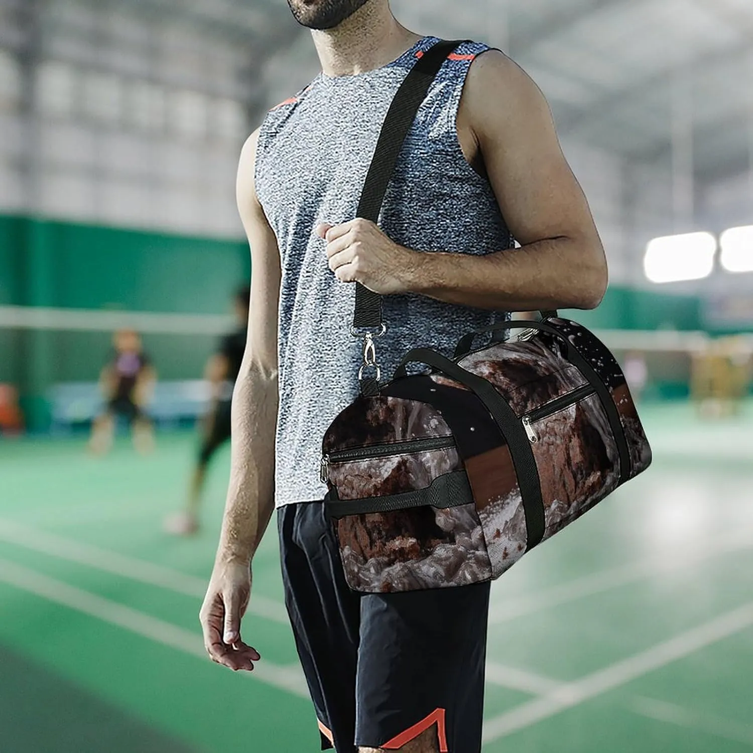 Gym Bag Cake And Sugar Powder Duffel Bag for Men Women Overnight Bag with Shoe Compartment Workout Bags