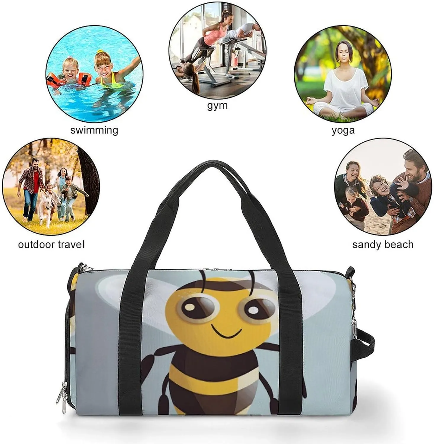 Gym Bag Cartoon Animal Duffel Bag for Men Women Overnight Bag with Shoe Compartment Workout Bags