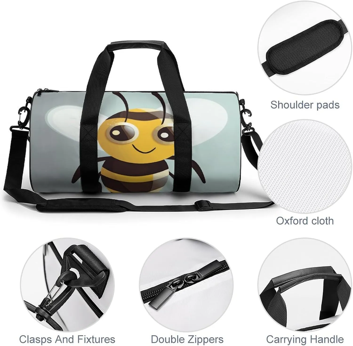 Gym Bag Cartoon Animal Duffel Bag for Men Women Overnight Bag with Shoe Compartment Workout Bags