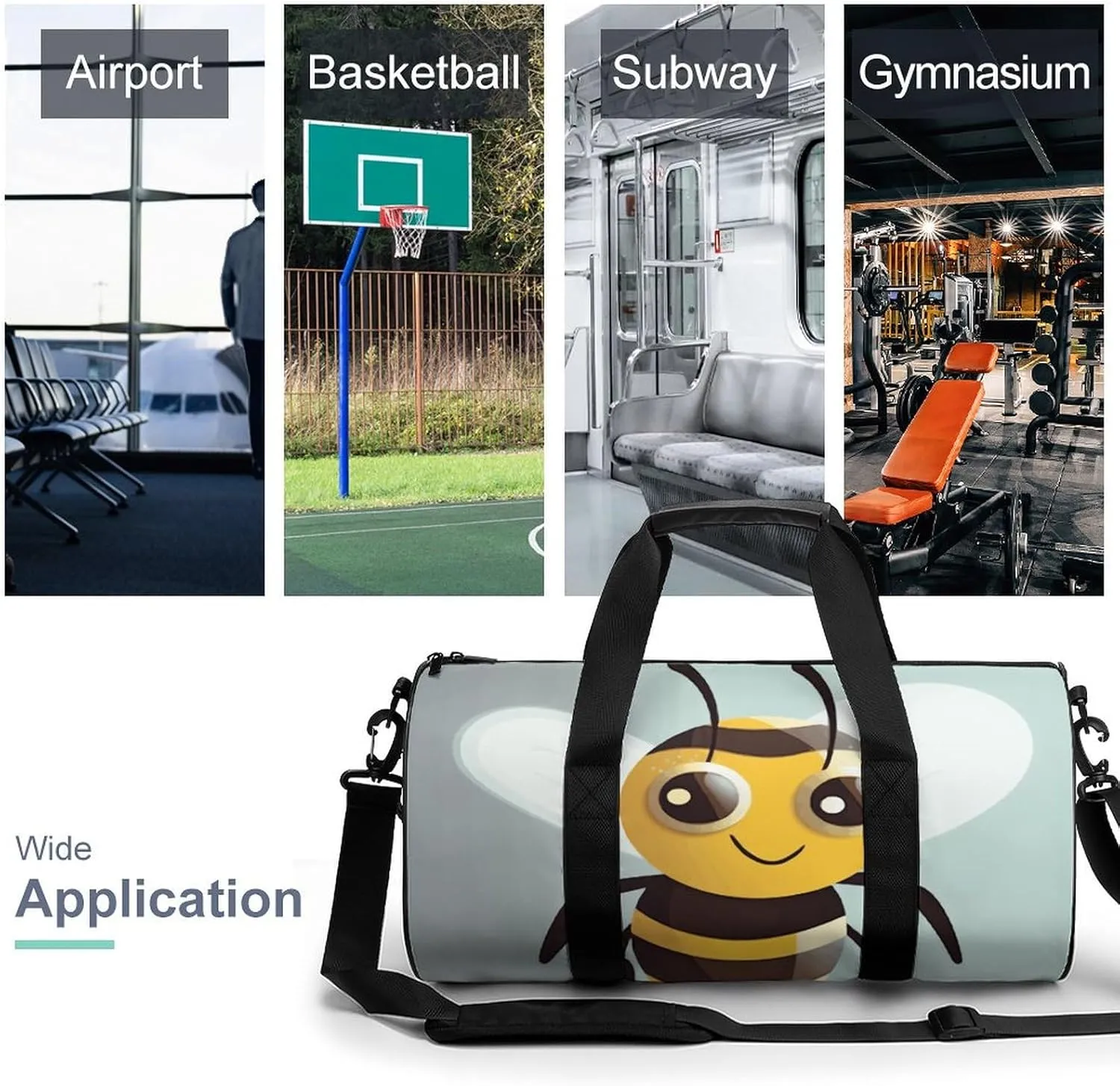 Gym Bag Cartoon Animal Duffel Bag for Men Women Overnight Bag with Shoe Compartment Workout Bags