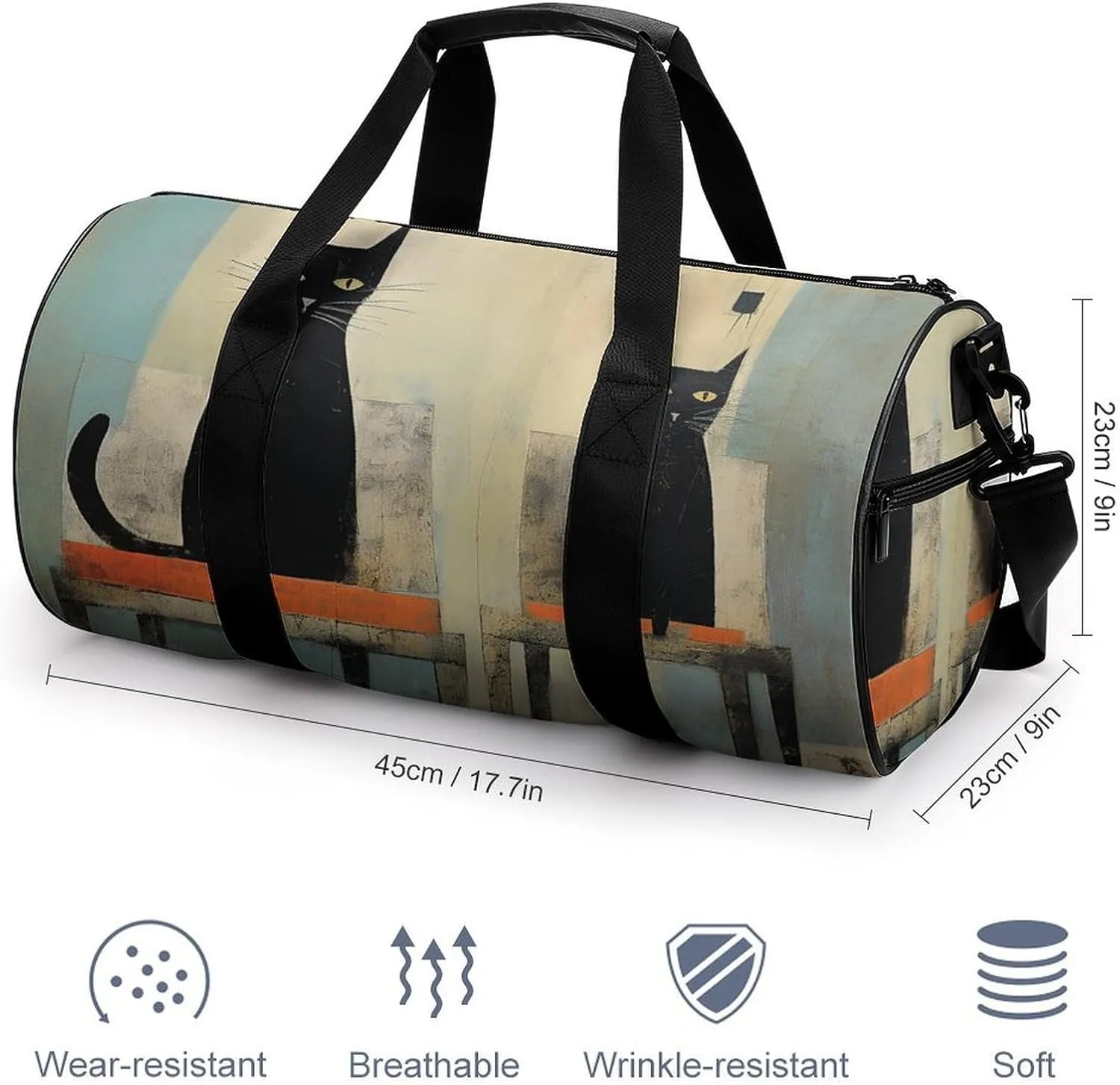 Gym Bag Cat And Chair Duffel Bag for Men Women Overnight Bag with Shoe Compartment Workout Bags