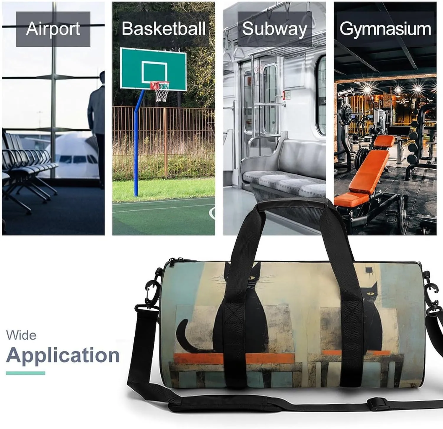 Gym Bag Cat And Chair Duffel Bag for Men Women Overnight Bag with Shoe Compartment Workout Bags