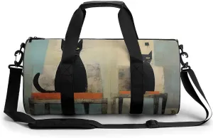 Gym Bag Cat And Chair Duffel Bag for Men Women Overnight Bag with Shoe Compartment Workout Bags