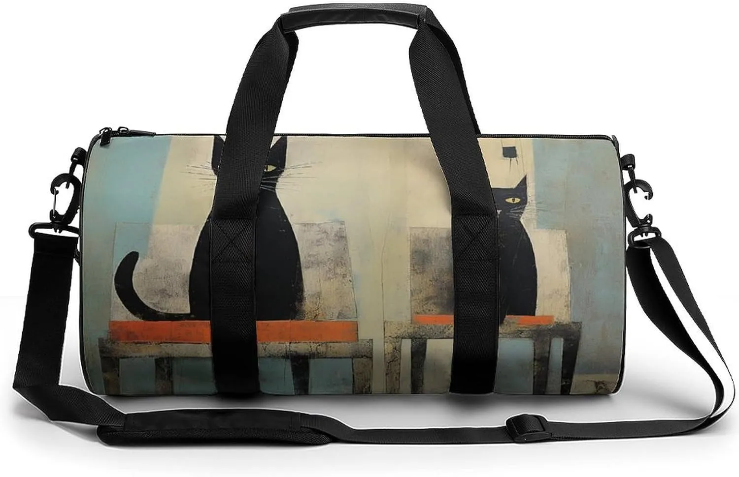 Gym Bag Cat And Chair Duffel Bag for Men Women Overnight Bag with Shoe Compartment Workout Bags