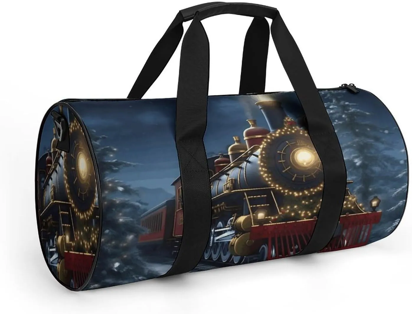 Gym Bag Christmas Train Duffel Bag for Men Women Overnight Bag with Shoe Compartment Workout Bags