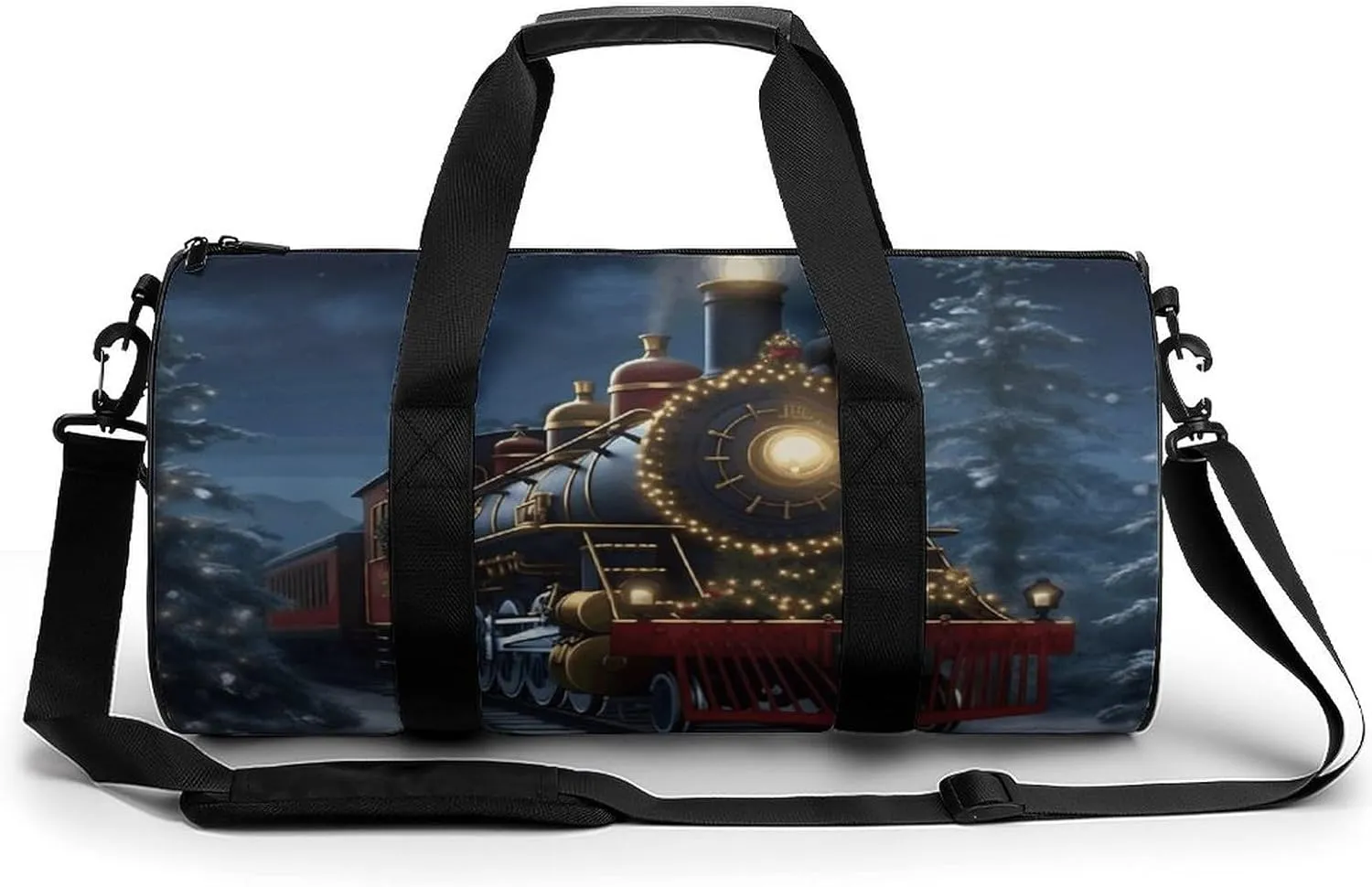 Gym Bag Christmas Train Duffel Bag for Men Women Overnight Bag with Shoe Compartment Workout Bags