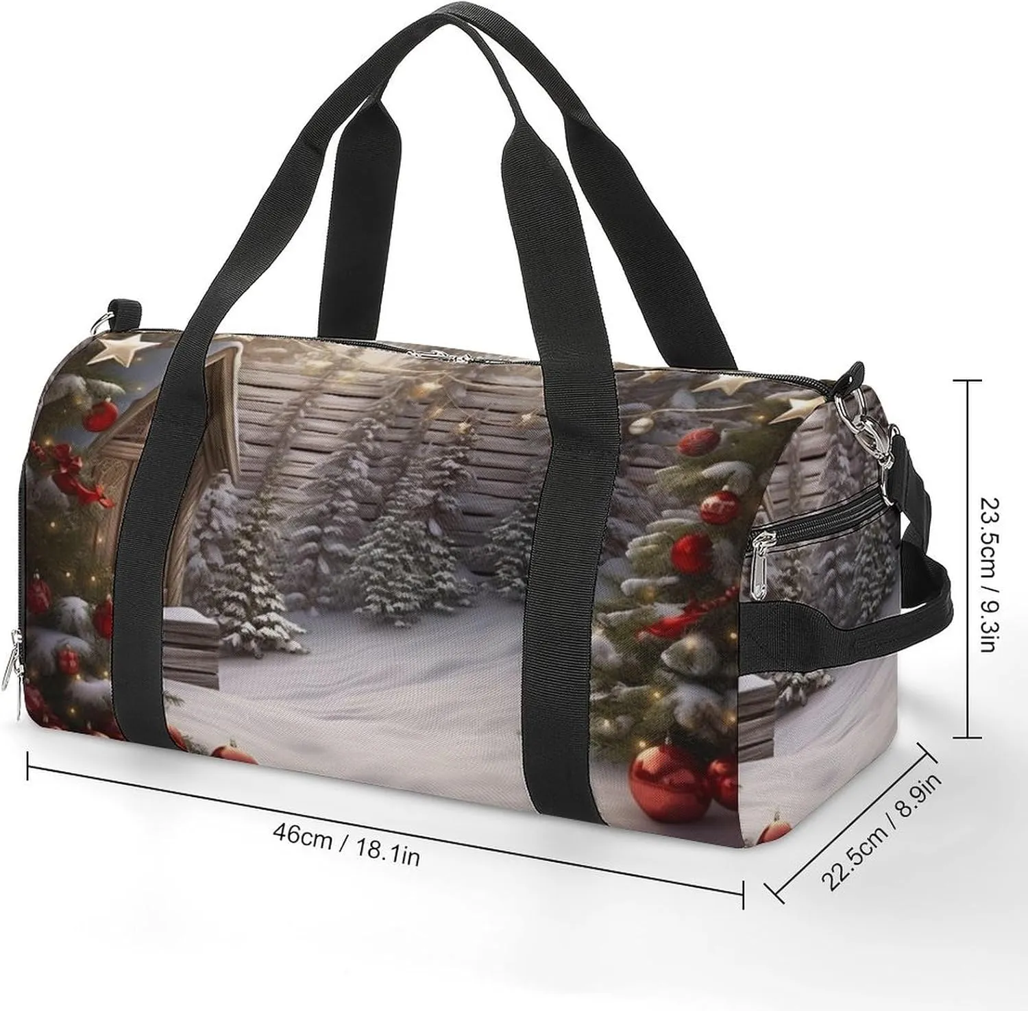 Gym Bag Christmas Wood Duffel Bag for Men Women Overnight Bag with Shoe Compartment Workout Bags