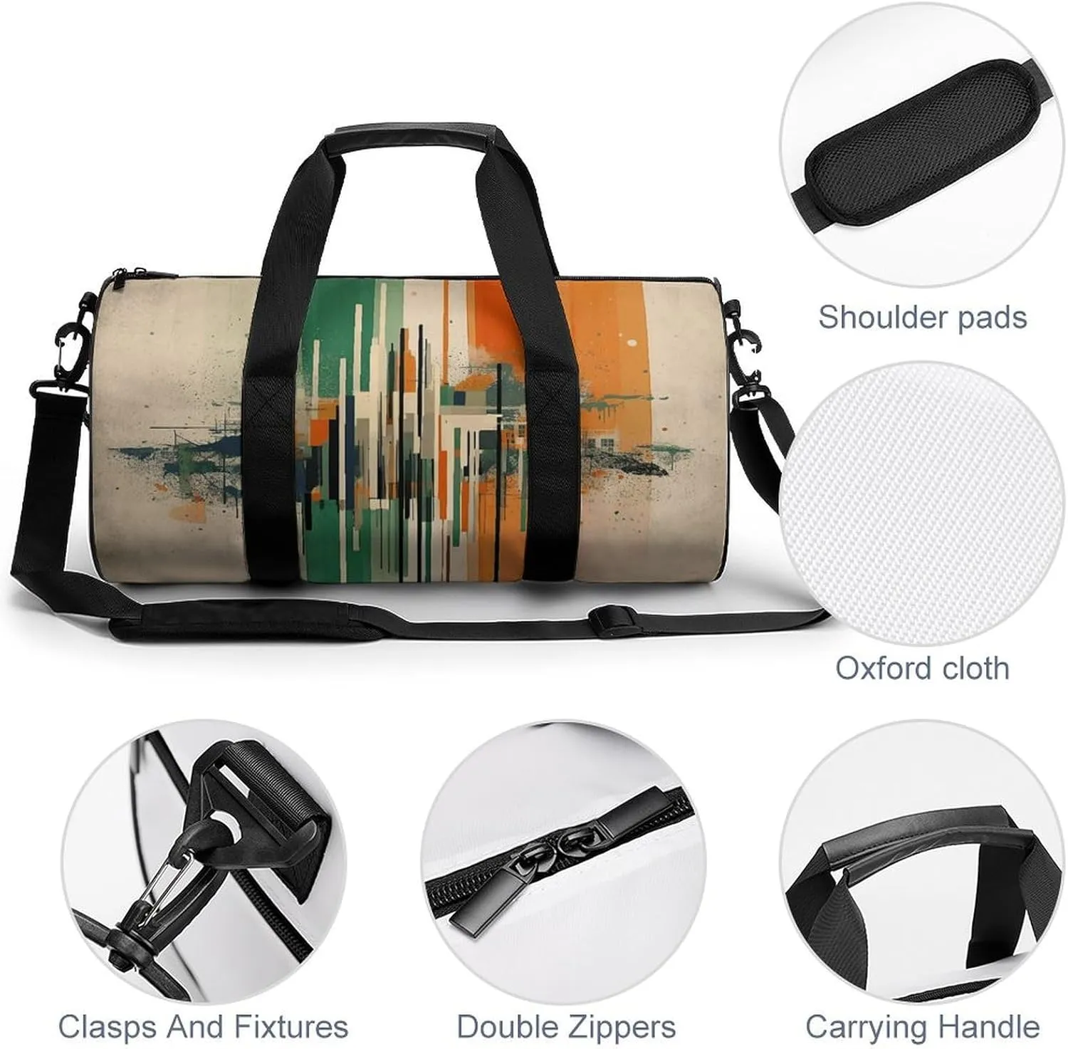 Gym Bag Complex Patterns Duffel Bag for Men Women Overnight Bag with Shoe Compartment Workout Bags