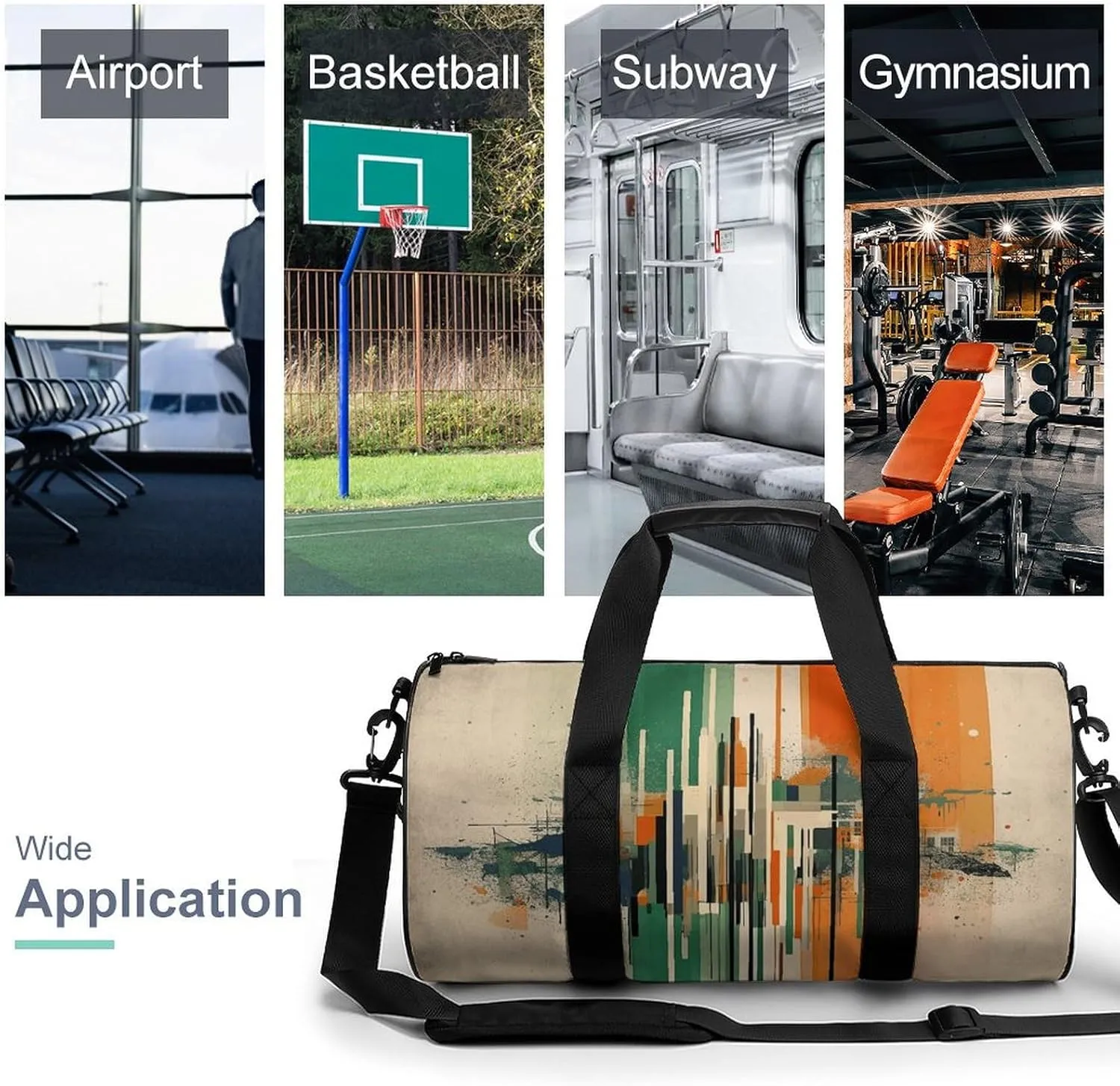 Gym Bag Complex Patterns Duffel Bag for Men Women Overnight Bag with Shoe Compartment Workout Bags